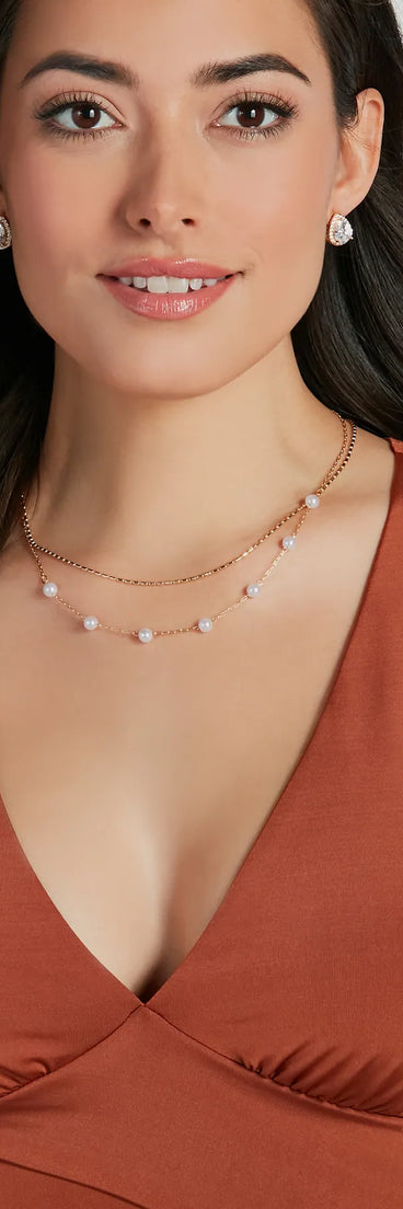Dainty Luxe Layered Pearl Chain Necklace