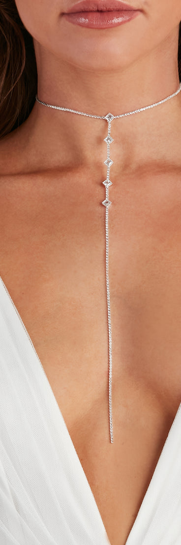 Dainty Rhinestone Lariat Necklace