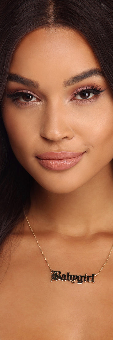 Babygirl Dainty Script Necklace for 2022 festival outfits, festival dress, outfits for raves, concert outfits, and/or club outfits