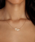 Virgo Script Necklace for 2022 festival outfits, festival dress, outfits for raves, concert outfits, and/or club outfits
