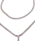 2 Row Rhinestone Lariat for 2022 festival outfits, festival dress, outfits for raves, concert outfits, and/or club outfits
