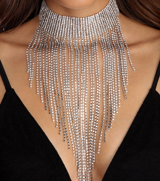 Fabulous In Fringe Rhinestone Choker is the perfect Homecoming look pick with on-trend details to make the 2023 HOCO dance your most memorable event yet!