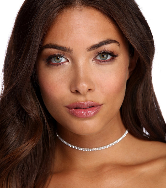 2 Row Rhinestone Choker for 2022 festival outfits, festival dress, outfits for raves, concert outfits, and/or club outfits