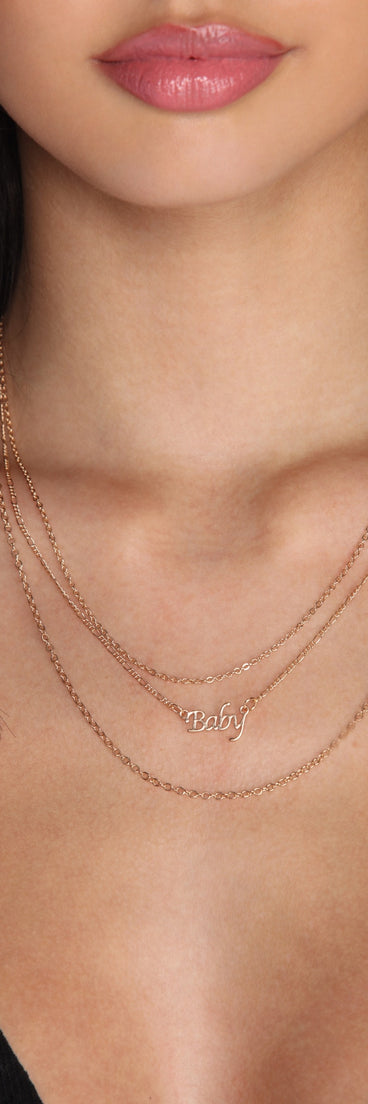 Dainty Baby Script Necklace for 2022 festival outfits, festival dress, outfits for raves, concert outfits, and/or club outfits