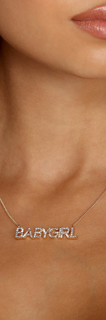 Babygirl Rhinestone Necklace for 2022 festival outfits, festival dress, outfits for raves, concert outfits, and/or club outfits