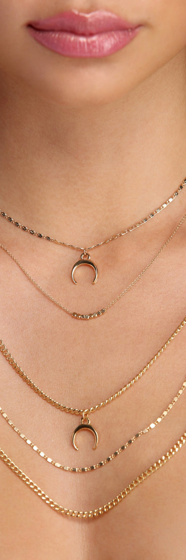 Half Moon Layered Chain Necklaces for 2022 festival outfits, festival dress, outfits for raves, concert outfits, and/or club outfits