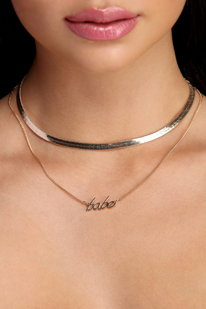 Babe Script Layered Necklaces