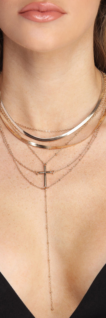 Chic Cross Charm Necklace Set for 2022 festival outfits, festival dress, outfits for raves, concert outfits, and/or club outfits