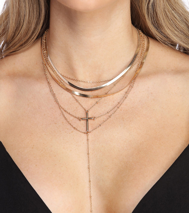 Chic Cross Charm Necklace Set for 2022 festival outfits, festival dress, outfits for raves, concert outfits, and/or club outfits