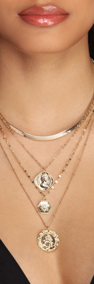Chic Coin Necklace Set for 2022 festival outfits, festival dress, outfits for raves, concert outfits, and/or club outfits