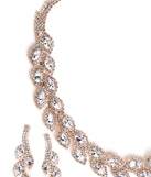 Rhinestone Leaf Necklace & Earrings
