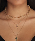 Layered Chain Cross Necklace for 2022 festival outfits, festival dress, outfits for raves, concert outfits, and/or club outfits