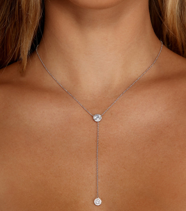 Cubic Zirconia Lariat Necklace for 2022 festival outfits, festival dress, outfits for raves, concert outfits, and/or club outfits