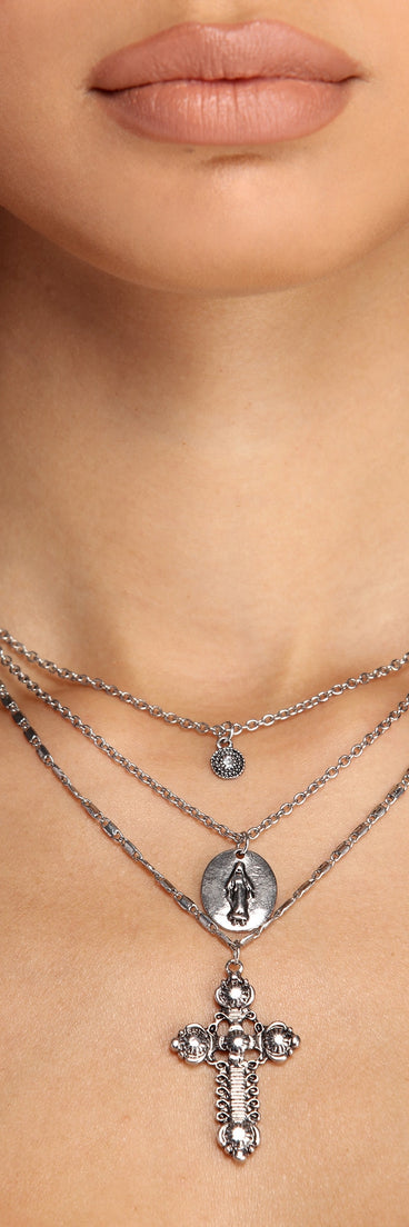 Cross And Coin Pendant Necklace for 2022 festival outfits, festival dress, outfits for raves, concert outfits, and/or club outfits