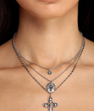 Cross And Coin Pendant Necklace for 2022 festival outfits, festival dress, outfits for raves, concert outfits, and/or club outfits