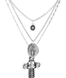 Cross And Coin Pendant Necklace for 2022 festival outfits, festival dress, outfits for raves, concert outfits, and/or club outfits