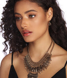 Boho Coin Pendants Bib Necklace And Earrings is a trendy pick to create 2023 festival outfits, festival dresses, outfits for concerts or raves, and complete your best party outfits!