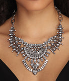 Teardrop Rhinestone Bib Necklace for 2022 festival outfits, festival dress, outfits for raves, concert outfits, and/or club outfits