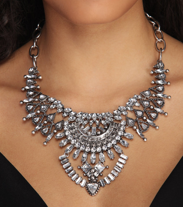 Teardrop Rhinestone Bib Necklace for 2022 festival outfits, festival dress, outfits for raves, concert outfits, and/or club outfits