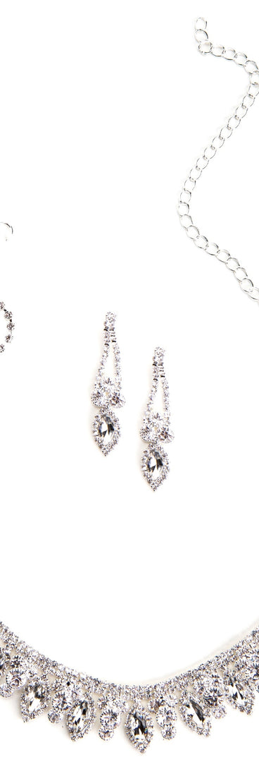 Glamour Tear Drop Necklace And Earrings Set