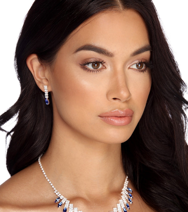 Rhinestone Bar And Tear Drop Necklace Set for 2022 festival outfits, festival dress, outfits for raves, concert outfits, and/or club outfits