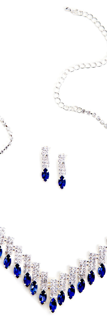 Rhinestone Bar And Tear Drop Necklace Set for 2022 festival outfits, festival dress, outfits for raves, concert outfits, and/or club outfits