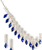 Rhinestone Bar And Tear Drop Necklace Set for 2022 festival outfits, festival dress, outfits for raves, concert outfits, and/or club outfits