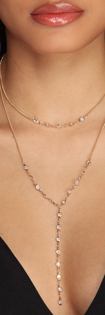Layered In Gems Lariat Necklace
