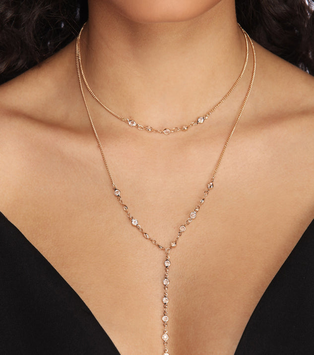 Layered In Gems Lariat Necklace