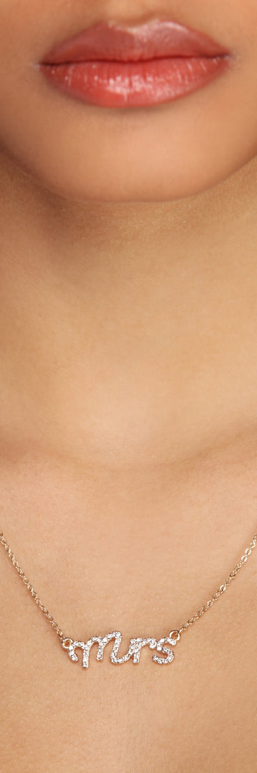 Mrs Script Rhinestone Necklace helps create the best bachelorette party outfit or the bride's sultry bachelorette dress for a look that slays!