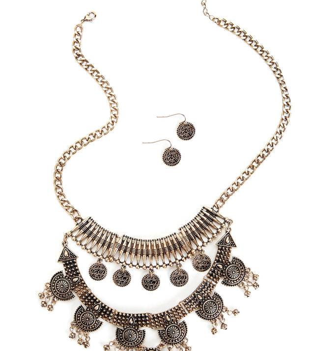 Boho Layered Bib Necklace And Earrings is a trendy pick to create 2023 festival outfits, festival dresses, outfits for concerts or raves, and complete your best party outfits!
