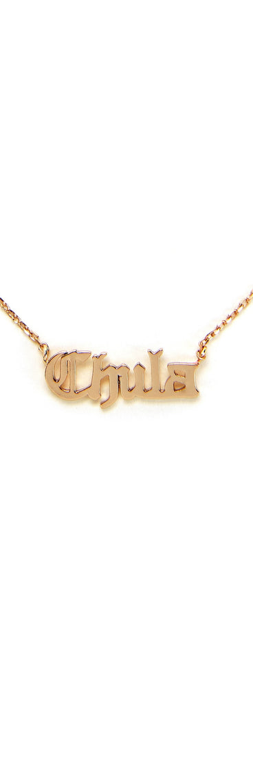 Chula Script Chain Necklace for 2022 festival outfits, festival dress, outfits for raves, concert outfits, and/or club outfits