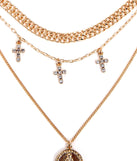 Embellished Cross And Coin Necklace is a trendy pick to create 2023 festival outfits, festival dresses, outfits for concerts or raves, and complete your best party outfits!