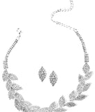 Rhinestone Leaf Collar And Stud Earrings for 2022 festival outfits, festival dress, outfits for raves, concert outfits, and/or club outfits