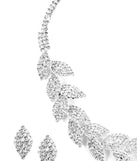 Rhinestone Leaf Collar And Stud Earrings for 2022 festival outfits, festival dress, outfits for raves, concert outfits, and/or club outfits