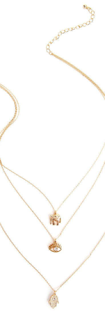 Elephant, Eye, Hamsa Hand Necklace for 2022 festival outfits, festival dress, outfits for raves, concert outfits, and/or club outfits