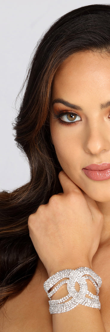 Not Playin' Around Rhinestone Statement Bracelet