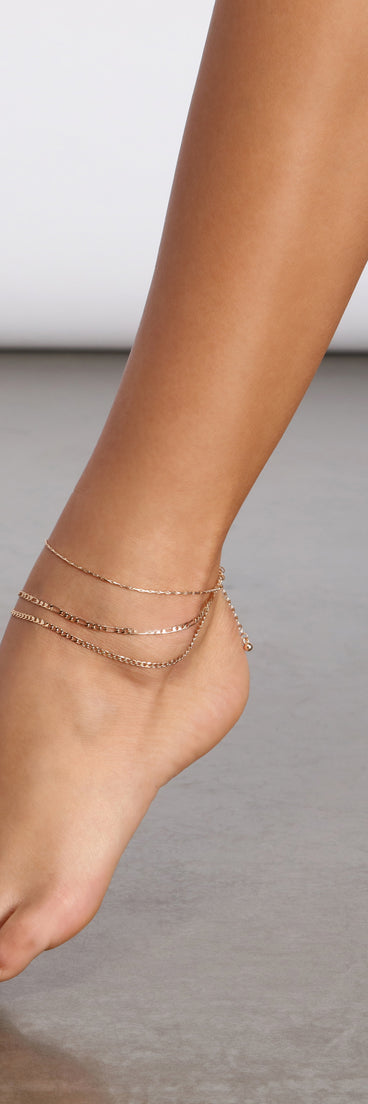 Take Me To Paradise Chain Link Anklet 3 Pack