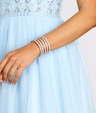 With Glistening Evenings Rhinestone Cuff Bracelet as your homecoming jewelry or accessories, your 2023 Homecoming dress look will be fire!