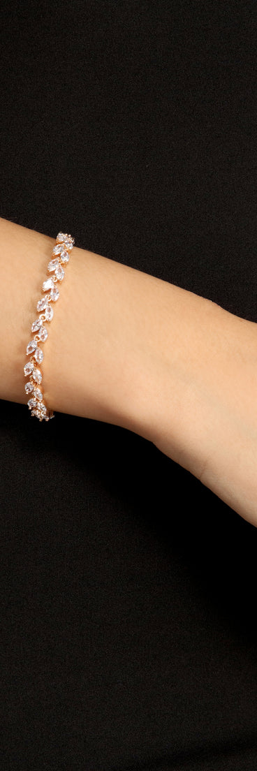 Cubic Zirconia Leaf Design Bracelet