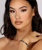 With Sleek Rhinestone Cuff as your homecoming jewelry or accessories, your 2023 Homecoming dress look will be fire!