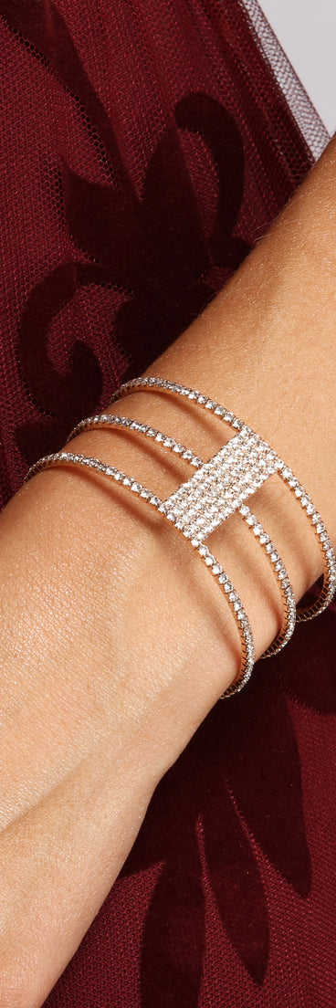 Glamorous Rhinestone Tiered Cuff Bracelet is the perfect Homecoming look pick with on-trend details to make the 2023 HOCO dance your most memorable event yet!