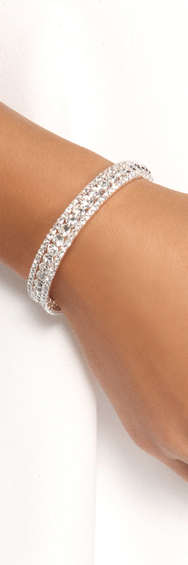 With Triple Row Rhinestone Cuff as your homecoming jewelry or accessories, your 2023 Homecoming dress look will be fire!