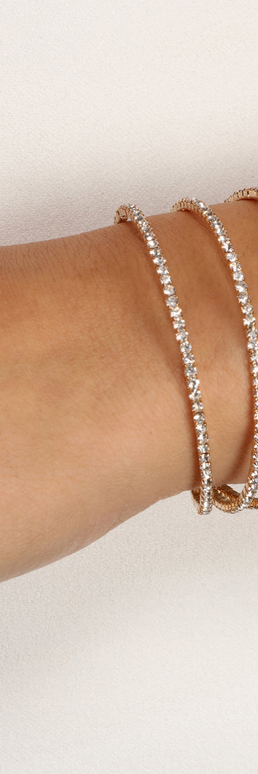 Triple Threat Rhinestone Cuff is the perfect Homecoming look pick with on-trend details to make the 2023 HOCO dance your most memorable event yet!