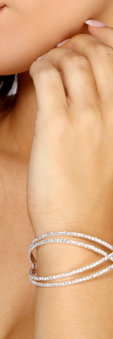 Gorgeous Glow Rhinestone Bracelet is a stunning choice for a bridesmaid dress or maid of honor dress, and to feel beautiful at Homecoming 2023, fall or winter weddings, formals, & military balls!