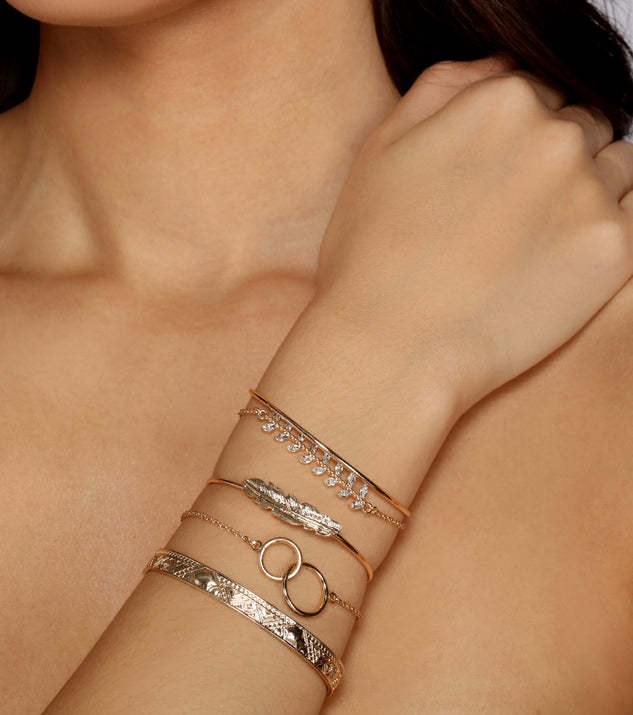 Five Pack Bohemian Bangle and Bracelet Set is a trendy pick to create 2023 festival outfits, festival dresses, outfits for concerts or raves, and complete your best party outfits!