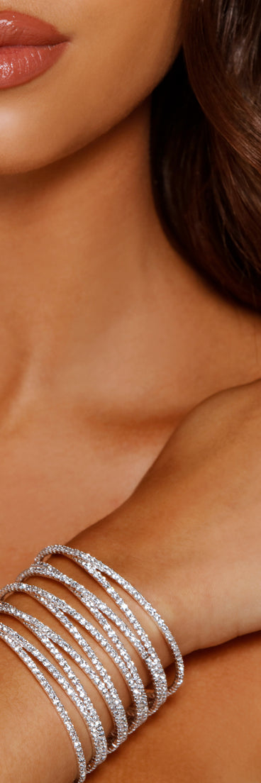 Ten Row Memory Wire Rhinestone Cuff