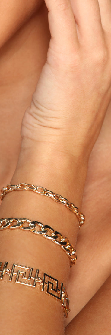 Three Pack Greek Key Bracelet Set