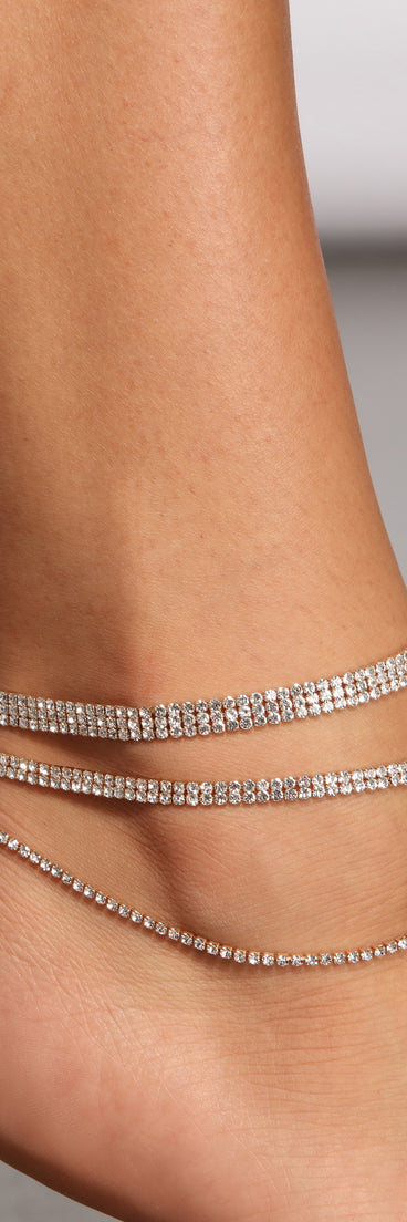 Luxe Layered Rhinestone Anklet Set