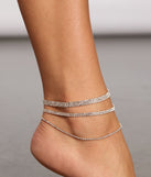 Luxe Layered Rhinestone Anklet Set